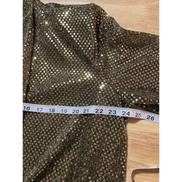 Vintage David Rose Gold Metallic Open Blazer Jacket Made in USA L - Picture 8 of 10